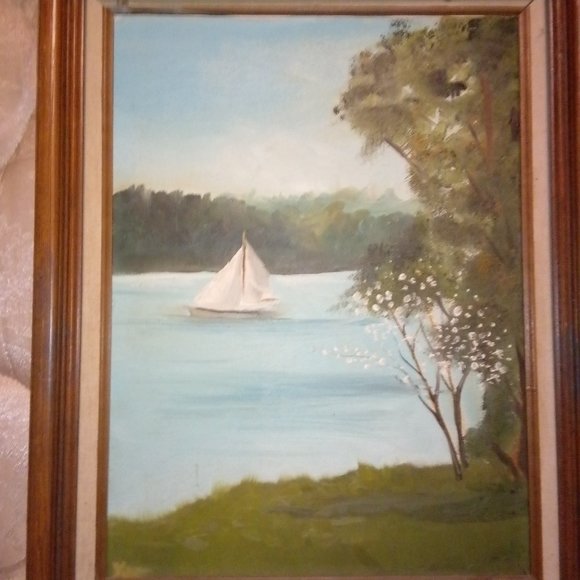 Vintage canvas painted picture